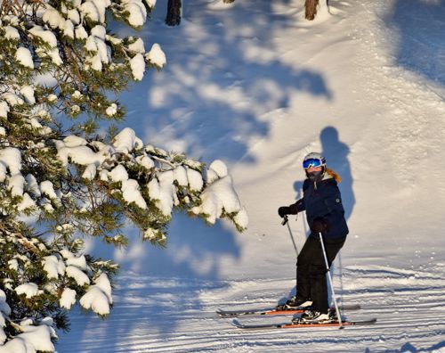 Ski Sædding Efterskole | Efterskoleelev fra Sædding Efterskole står på ski i flot landskab